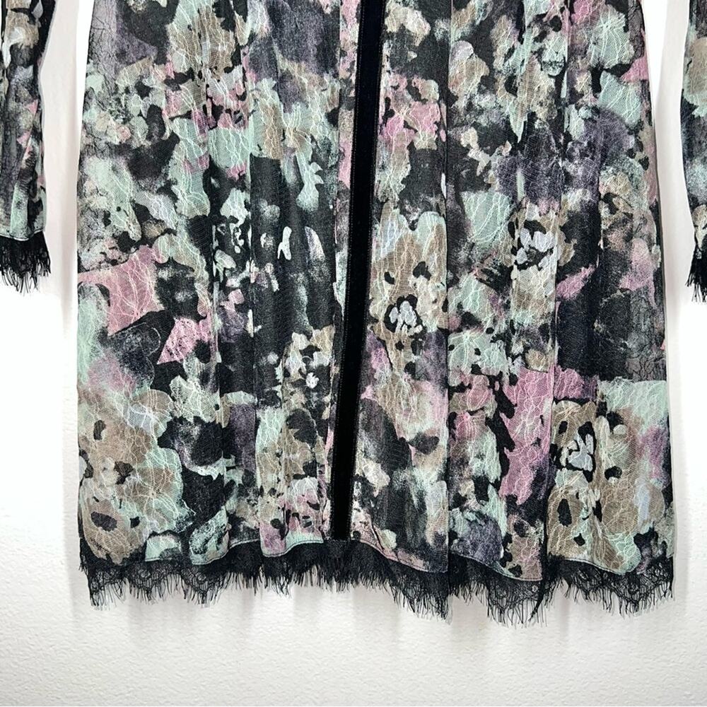 L NWT Fire Los Angeles Black Lace Overlay Velvet Cage Long Sleeve Empire Dress - Picture 11 of 11
